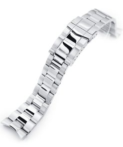 22mm Super-O Boyer Watch Band for Orient Kamasu RA-AA0002L19B RA-AA0004E19A RA-AA0006L19A, Stainless Steel - Polished Center Links, SUB Diver Clasp