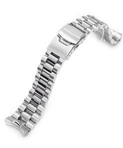 22mm Endmill Watch Band for Seiko SKX007 SKX009 SKX011, Stainless Steel - Brushed, Polished Center Links, Diver Clasp