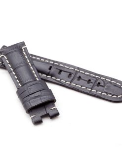 Alligator-Leather Watch Strap BLACK / WHITE
